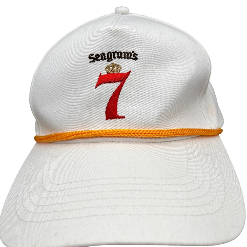 Vintage 90s Seagrams 7 Crown Logo Hat Mens OSFM Rope‎ Captains Cap Strapback